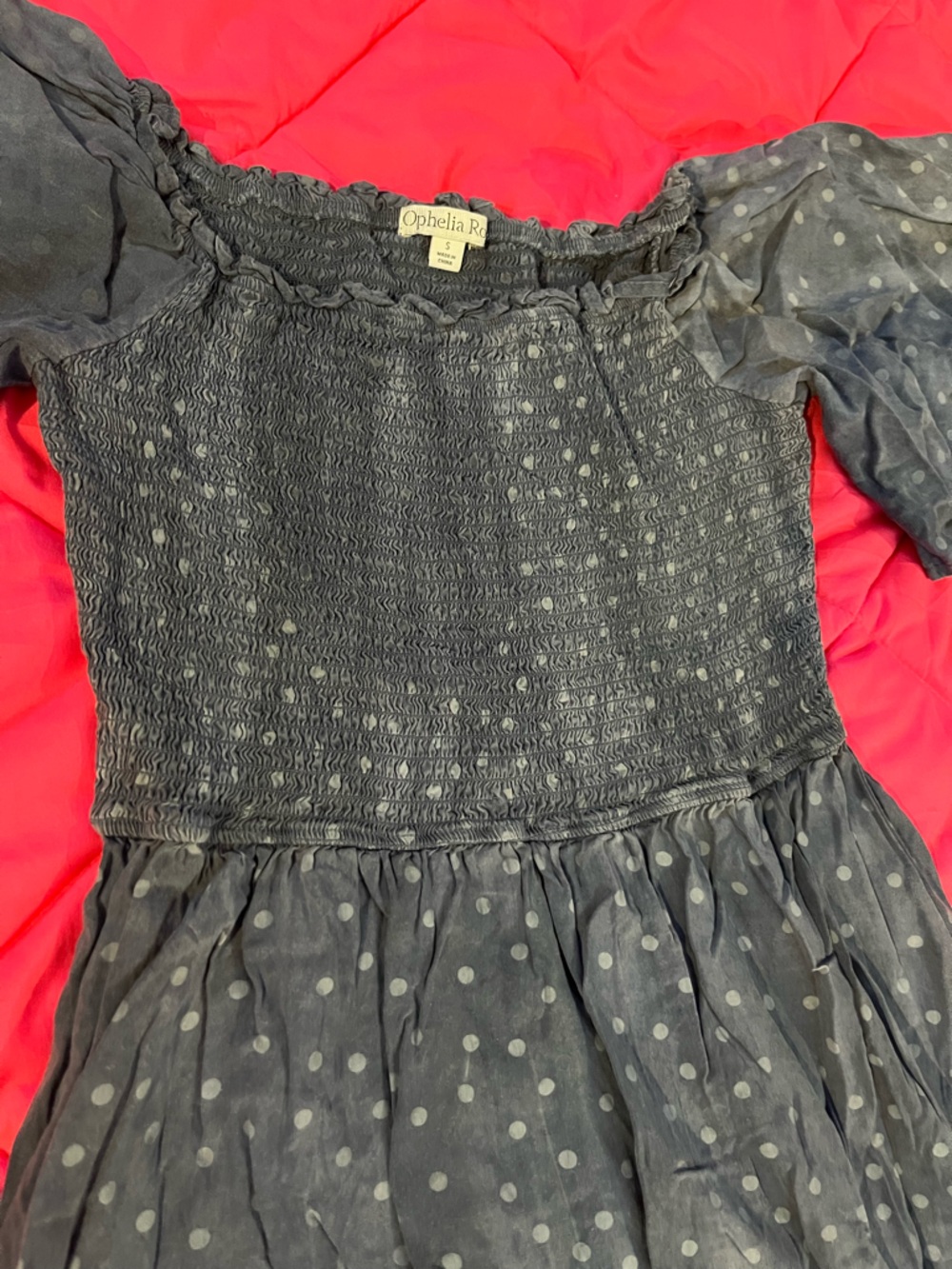 Smocked Polka Dot Dress - Picture 2 of 4